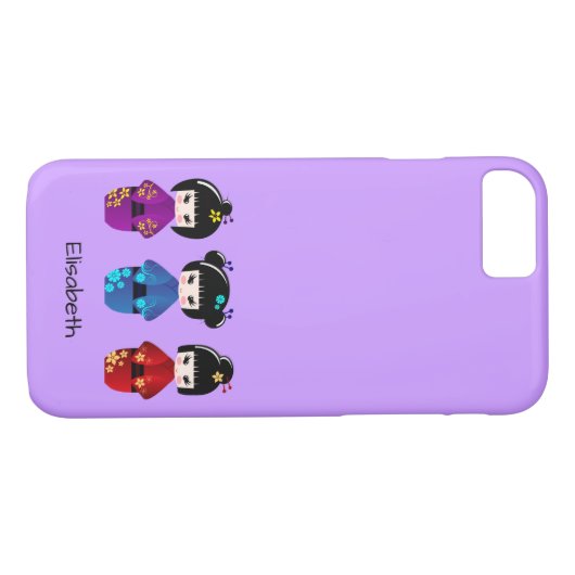 Niedlicher kokeshi Puppen-Cartoonname Case-Mate iPhone Hülle (Rückseite (Horizontal))