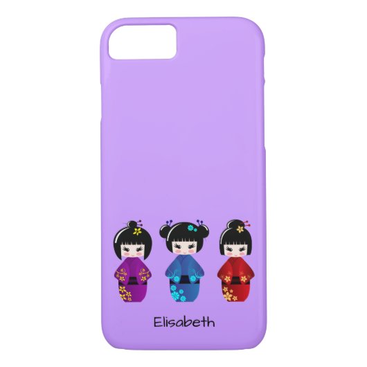 Niedlicher kokeshi Puppen-Cartoonname Case-Mate iPhone Hülle (Rückseite)