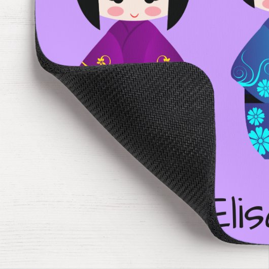 Niedlicher kokeshi Puppen-Cartoonname Mousepad (Ecke)