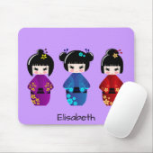 Niedlicher kokeshi Puppen-Cartoonname Mousepad (Mit Mouse)