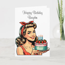 Niedlicher Koketter Pinup Girl Geburtstag für Ihn Karte