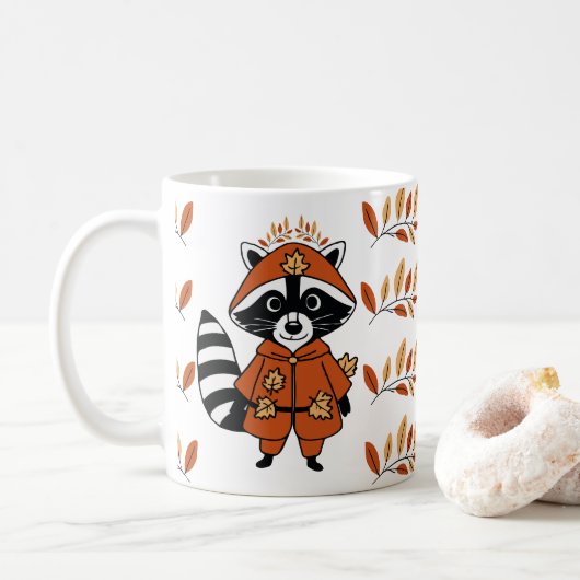 Niedlicher Kokon mit Herbstblättern Kaffeetasse (Mit Donut)