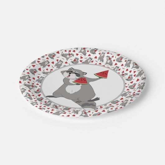 Niedlicher Kokon mit Wassermelone Pappteller (Schrägansicht)