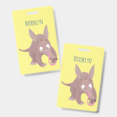 Niedlicher komischer Aardvark-Cartoon Ausweis (Vorder- & Rückseite)