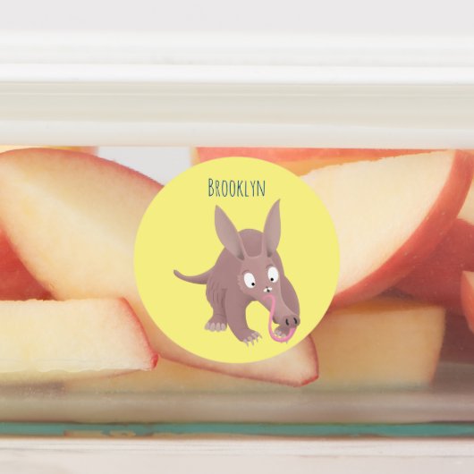 Niedlicher komischer Aardvark-Cartoon Etiketten (Befestigt)