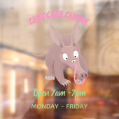 Niedlicher komischer Aardvark-Cartoon Fensteraufkleber (Blatt 2)