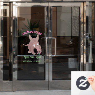 Niedlicher komischer Aardvark-Cartoon Fensteraufkleber