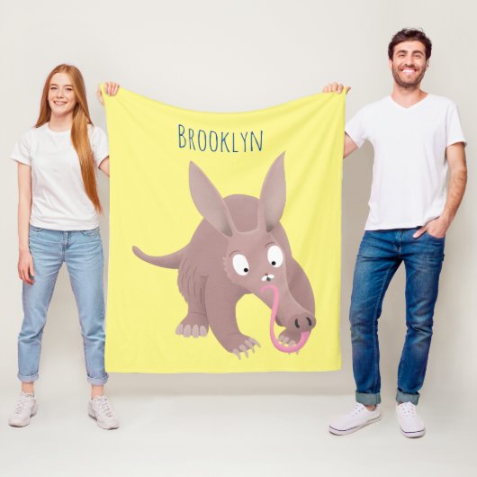 Niedlicher komischer Aardvark-Cartoon Fleecedecke (Beispiel)