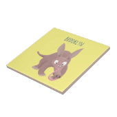 Niedlicher komischer Aardvark-Cartoon Fliese (Seite)