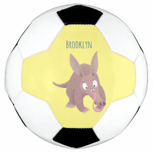 Niedlicher komischer Aardvark-Cartoon Fußball