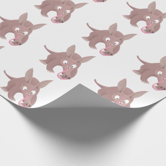 Niedlicher komischer Aardvark-Cartoon Geschenkpapier (Ecke)