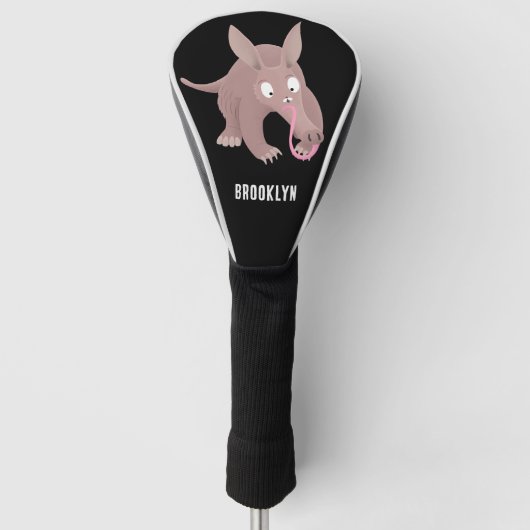 Niedlicher komischer Aardvark-Cartoon Golf Headcover (Vorderseite)