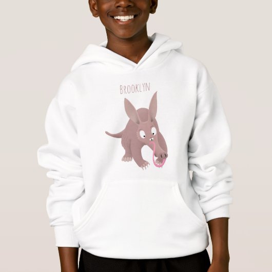 Niedlicher komischer Aardvark-Cartoon Hoodie (Vorderseite)