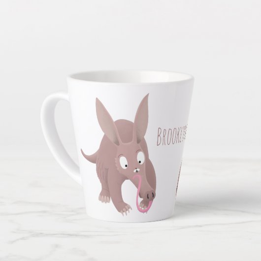 Niedlicher komischer Aardvark-Cartoon Milchtasse (Linke Ecke)