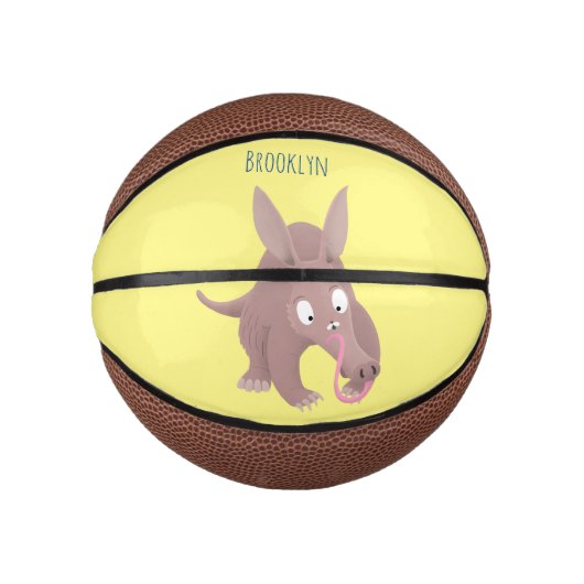 Niedlicher komischer Aardvark-Cartoon Mini Basketball (Vorderseite)