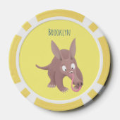 Niedlicher komischer Aardvark-Cartoon Pokerchips (Rückseite)