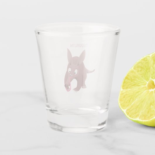 Niedlicher komischer Aardvark-Cartoon Schnapsglas (Rückseite)