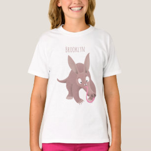 Niedlicher komischer Aardvark-Cartoon T-Shirt