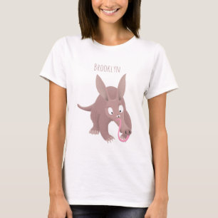 Niedlicher komischer Aardvark-Cartoon T-Shirt