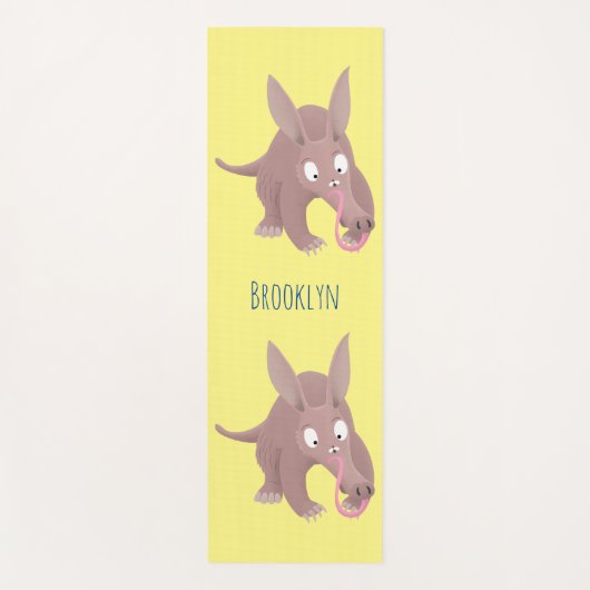 Niedlicher komischer Aardvark-Cartoon Yogamatte (Vorderseite)