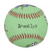 Niedlicher Komodo-Drache beim Fußballspielen Carto Baseball (Rückseite)