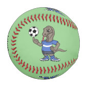 Niedlicher Komodo-Drache beim Fußballspielen Carto Baseball (Vorderseite Links)