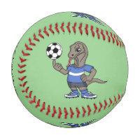 Niedlicher Komodo-Drache beim Fußballspielen Carto
