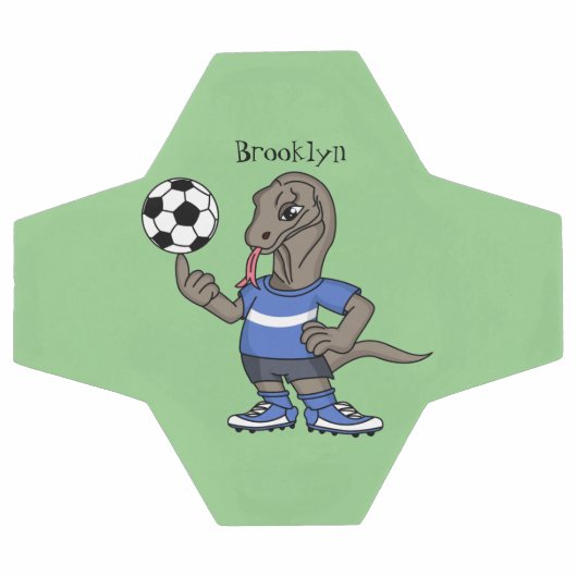 Niedlicher Komodo-Drache beim Fußballspielen Carto Fußball (Flach)