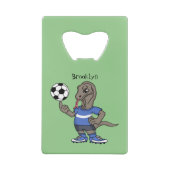Niedlicher Komodo-Drache beim Fußballspielen Carto Geldbeutel Flaschenöffner (Rückseite)