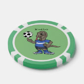 Niedlicher Komodo-Drache beim Fußballspielen Carto Pokerchips (Einzeln)