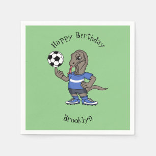 Niedlicher Komodo-Drache beim Fußballspielen Carto Serviette