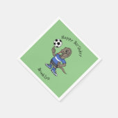 Niedlicher Komodo-Drache beim Fußballspielen Carto Serviette (Ecke)