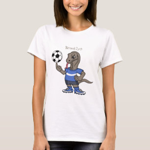 Niedlicher Komodo-Drache beim Fußballspielen Carto T-Shirt