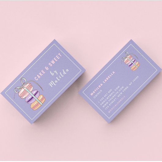 Niedlicher Konditorei Koch Macaroons Bäckerei Lila Visitenkarte