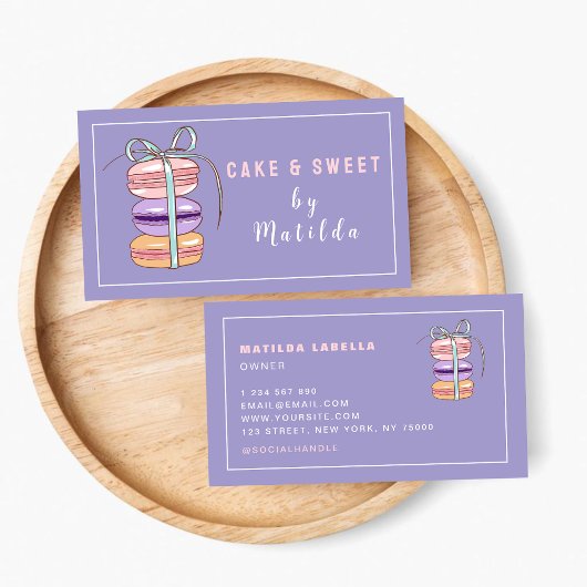 Niedlicher Konditorei Koch Macaroons Bäckerei Lila Visitenkarte