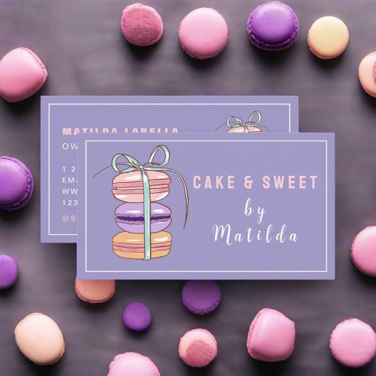 Niedlicher Konditorei Koch Macaroons Bäckerei Lila Visitenkarte