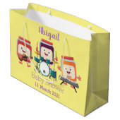 Niedlicher Konfitüre Cartoon Musiker Spaß Große Geschenktüte (Rückseite Schrägansicht)