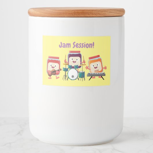 Niedlicher Konfitüre Cartoon Musiker Spaß Lebensmitteletikett (Vorderseite)