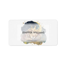 Niedlicher König Löwen schlafend auf dem Mond Adressaufkleber