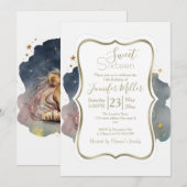 Niedlicher König Löwen schlafend auf dem Mond Einladung (Vorne/Hinten)