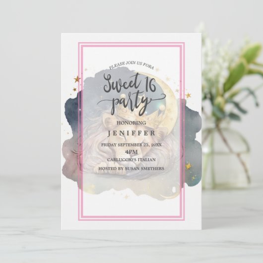 Niedlicher König Löwen schlafend auf dem Mond Einladung (Stehend Vorderseite)