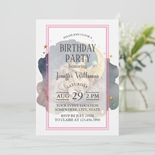 Niedlicher König Löwen schlafend auf dem Mond Einladung (Stehend Vorderseite)