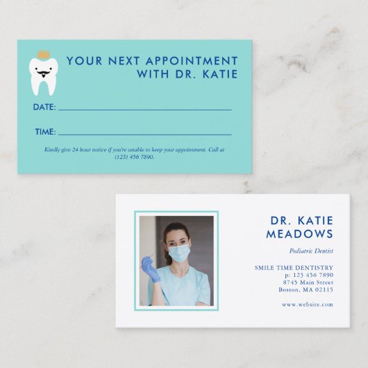 Niedlicher König Zahnarzt - Zahnarztberuf Terminkarte (Vorne/Hinten)