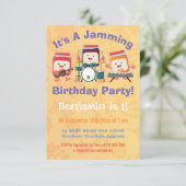 Niedlicher Konstantmusiker Cartoon Geburtstag Einladung (Stehend Vorderseite)