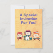 Niedlicher Konstantmusiker Cartoon Geburtstag Einladung (Rückseite)