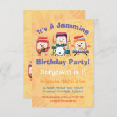 Niedlicher Konstantmusiker Cartoon Geburtstag Einladung (Vorne/Hinten)