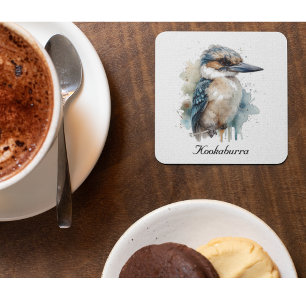 Niedlicher Kookaburra auf einem Ast, individuell Glasuntersetzer