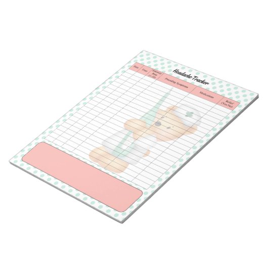 Niedlicher Kopfschmerztracker für Zuckbären Notizblock (angewinkelt)