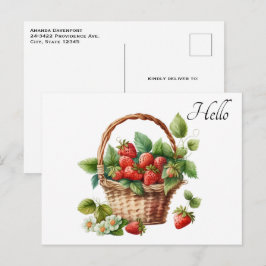 Niedlicher Korb voller Erdbeeren Hallo Postkarte