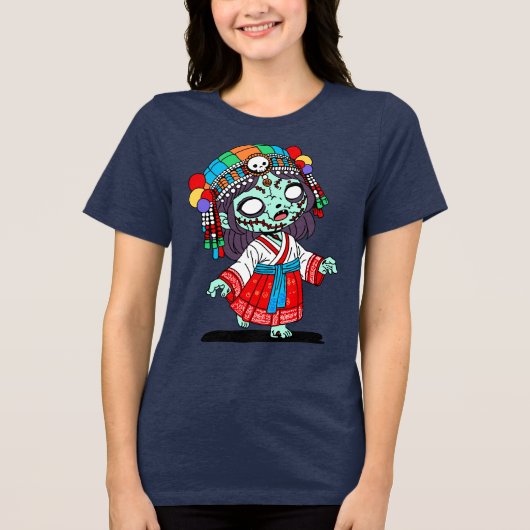 Niedlicher koreanischer Zombie Tri-Blend Shirt (Vorderseite)